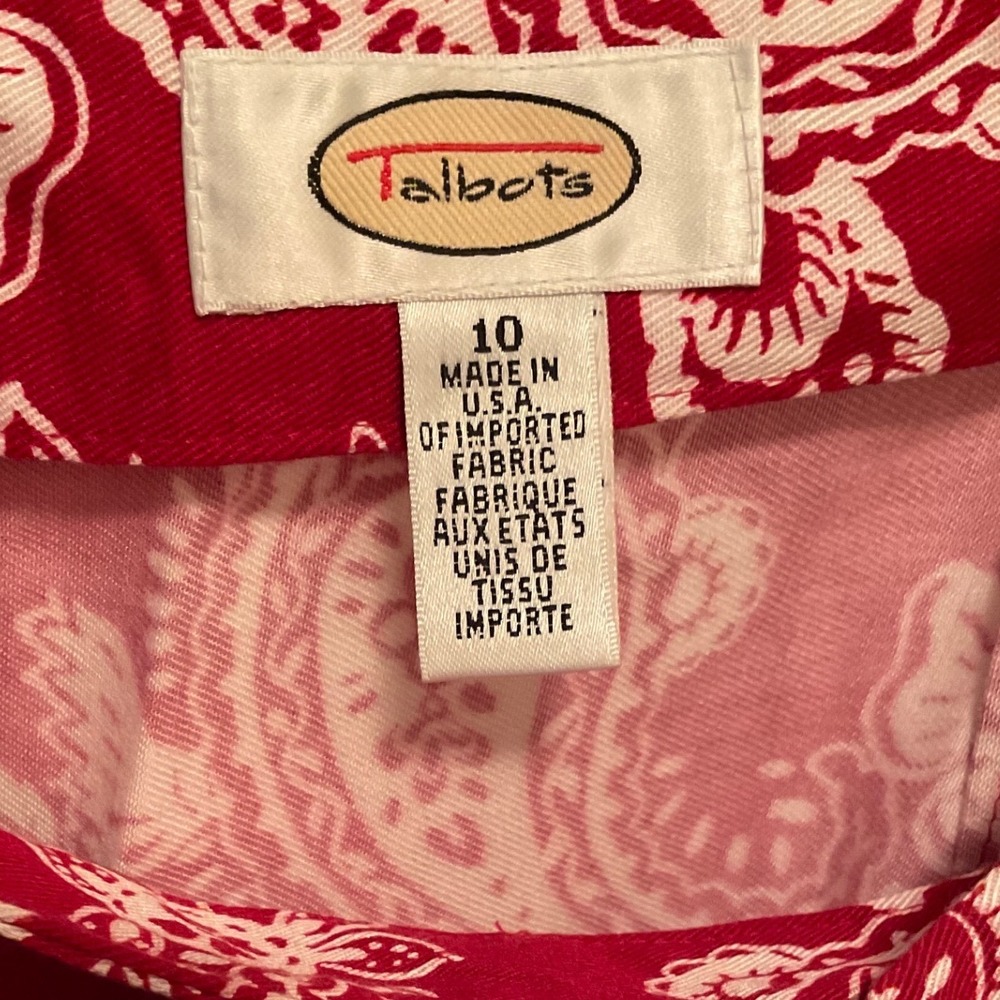 Talbots Vintage Paisley Wrap Maxi Skirt Womens 10 Red White Floral Made in USA - Picture 7 of 7